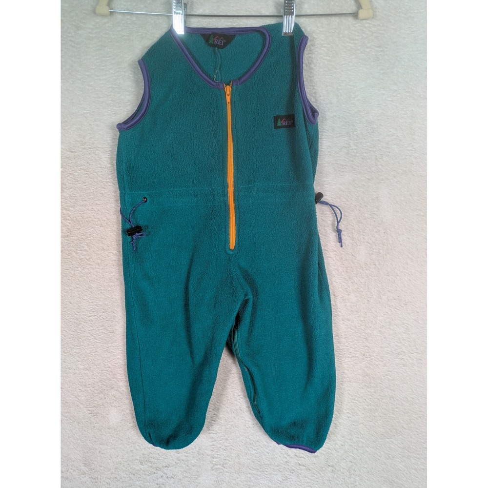 REI Fleece Bunting Kid's 3-6 Months Teal Green Vintage Sleeveless Jumpsuit